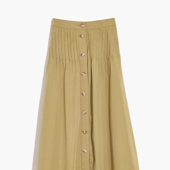 Madewell Muted‎ Olive Button-Front Midi Skirt Sz 10 - Picture 5 of 9